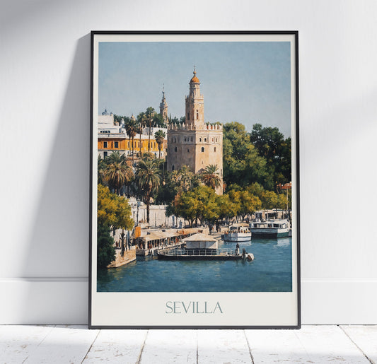 Seville Travel Print ~ Vintage Style Painting Classic Spain Travel Poster Wall Art Home Decor