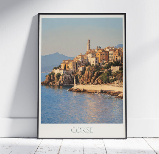 Corsica Travel Print ~ Vintage Style Painting Classic France Travel Poster Wall Art Home Decor