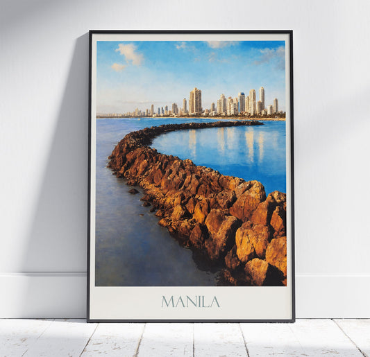 Manila Travel Print, Philippines ~ Vintage Style Painting Classic Travel Poster Wall Art Home Decor