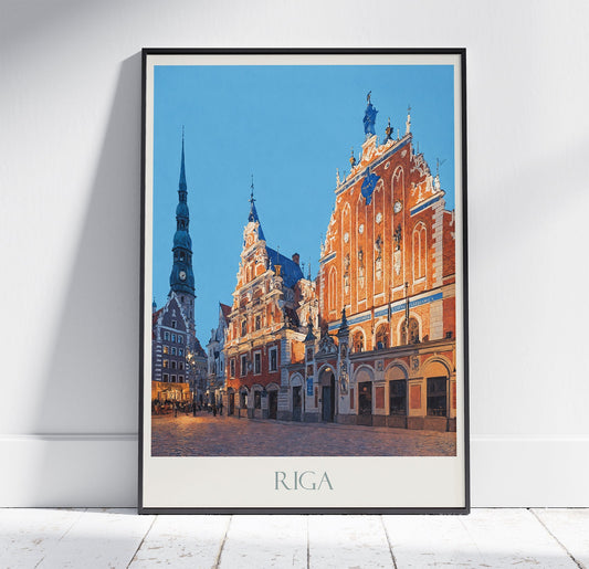 Riga Travel Print ~ Vintage Style Painting Classic Latvia Travel Poster Wall Art Home Decor