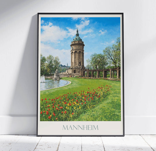 Mannheim Travel Print ~ Vintage Style Painting Classic Germany Travel Poster Wall Art Home Decor