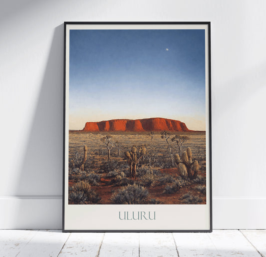 Uluru Travel Print ~ Vintage Style Painting Classic Australia Travel Poster Wall Art Home Decor