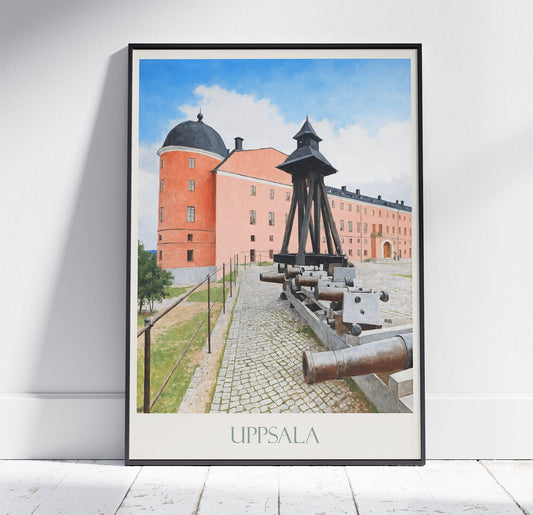 Uppsala Travel Print, Uppsala Castle ~ Vintage Style Painting Classic Sweden Travel Poster Wall Art Home Decor