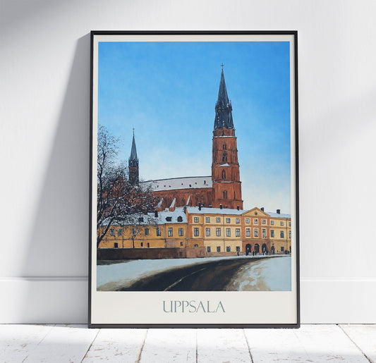 Uppsala Travel Print ~ Vintage Style Painting Classic Sweden Travel Poster Wall Art Home Decor