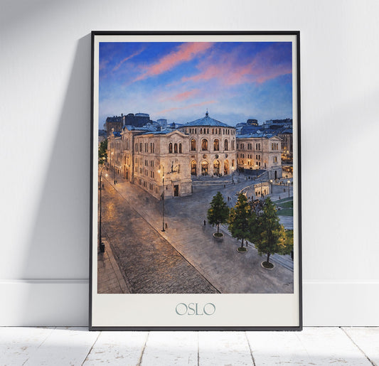 Oslo Travel Print ~ Vintage Style Painting Classic Norway Travel Poster Wall Art Home Decor