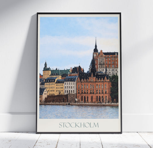 Stockholm Travel Print ~ Vintage Style Painting Classic Sweden Travel Poster Wall Art Home Decor