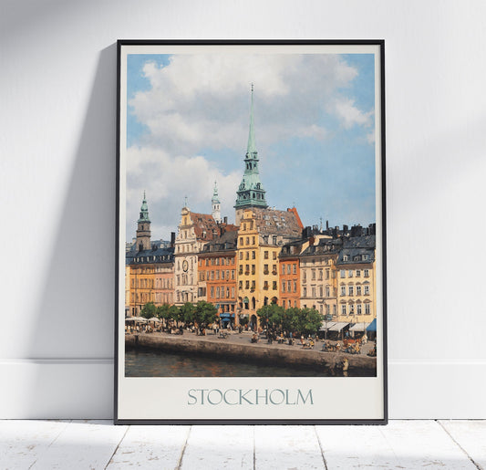 Stockholm Travel Print ~ Vintage Style Painting Classic Sweden Travel Poster Wall Art Home Decor