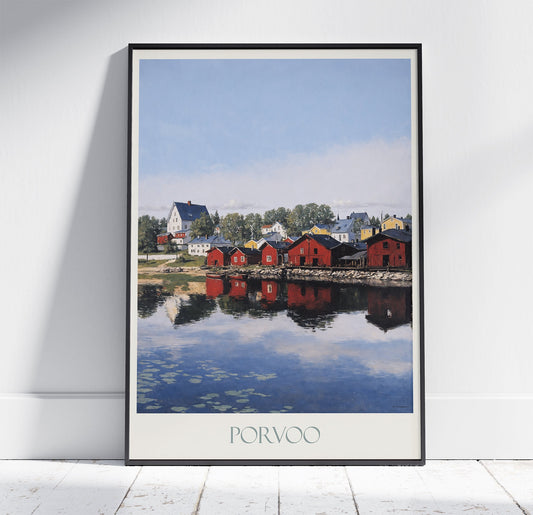 Porvoo Travel Print ~ Vintage Style Painting Classic Finland Travel Poster Wall Art Home Decor