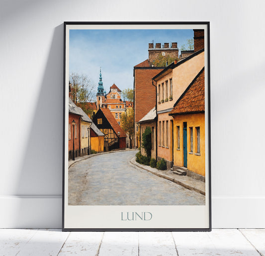 Lund Travel Print ~ Vintage Style Painting Classic Sweden Travel Poster Wall Art Home Decor